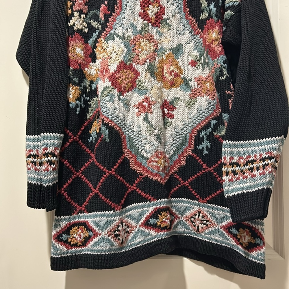 Heirloom Collectibles Vintage lovely floral tapestry pullover Sweater size L - Picture 4 of 8